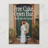 Open Bar Gratis Taart Foto Retro Bewaar De Datum Aankondigingskaart (Voorkant)