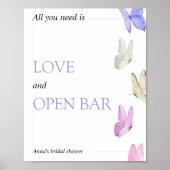 Open Bar Hij geeft haar vlinders Vrijgezellenfeest Poster (Voorkant)