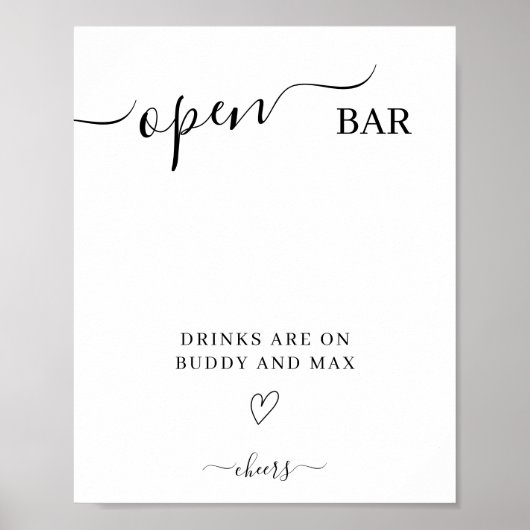 Open Bar Hondenbord, Pet Foto Drink Teken voor bru Poster (Voorkant)