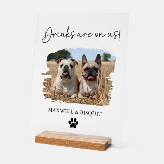 Open Bar Huisdier Drink Acryl Bruiloft Teken voor Acryl Bord (Hoek)