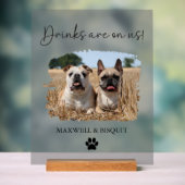 Open Bar Huisdier Drink Acryl Bruiloft Teken voor  Bord (Neutraal)