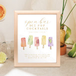 Open Bar Ice Pop Cocktails Waterverf Ice Pop Menu Poster<br><div class="desc">Sweet, tangy & citrusy open bar pop cocktails bruiloft bord dat met liefde is geïnspireerd! Ons moderne collectie van het paradijsparadijs voor cocktailcitrusfluiten vangt een summiere cocktail vibe. Een zacht gedempt, op cocktail geïnspireerd kleurenpalet met citrusachtige perziken, geel, groen en lavender die barsten met de kleuren van de zomer. Onze...</div>