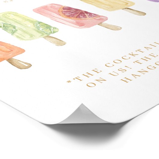 Open Bar IJslolly Cocktails Waterverf IJslolly Men Poster (Hoek)