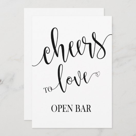 Open Bar Kaart bruiloft bord (Voorkant / Achterkant)