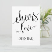 Open Bar Kaart bruiloft bord (Staand voorkant)