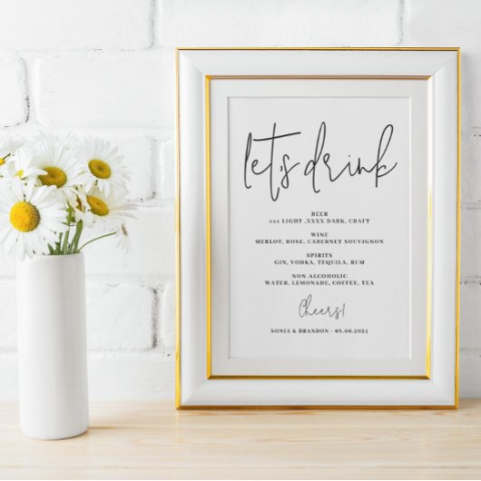 Open bar Let's drink bruiloft Poster