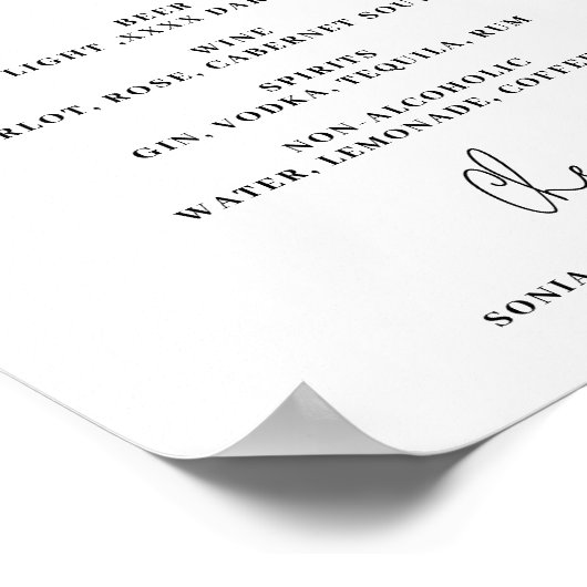 Open bar Let's drink bruiloft Poster (Hoek)