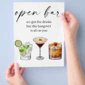 Open bar leuke bruiloft waterverf cocktails flyer (Hand)