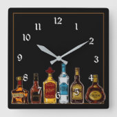 Open Bar Man Cave Square Wall Clock Vierkante Klok (Voorkant)