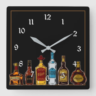 Open Bar Man Cave Square Wall Clock Vierkante Klok