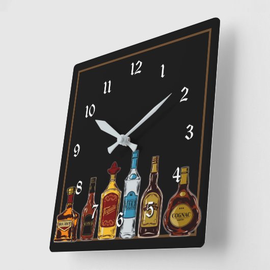 Open Bar Man Cave Square Wall Clock Vierkante Klok (Hoek)
