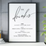 Open bar Menu De Drinken bruiloft teken Poster<br><div class="desc">Maak een leuke en memorabele uitspraak op uw huwelijksreceptie met onze Open Bar The Drinken Wedding Sign Poster. Dit stijlvolle en speelse bord is ontworpen om uw gasten naar de open bar te leiden en de toon te zetten voor een feestelijke en vreugdevolle viering. Speels ontwerp: Met een handgeschreven, informeel...</div>