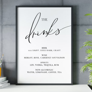Open bar Menu De Drinken bruiloft teken Poster
