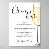 Open bar Menu huwelijksbord Poster (Voorkant)