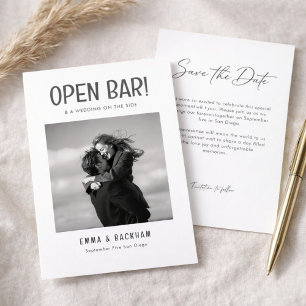 Open Bar Modern Minimalistische Huwelijksfoto Save The Date