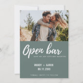Open Bar Modern Photo Wedding Funny Save the Date (Voorkant)
