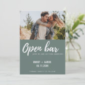 Open Bar Modern Photo Wedding Funny Save the Date (Staand voorkant)