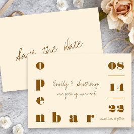 Open Bar Oversized Typografie  Cream Brons Save The Date