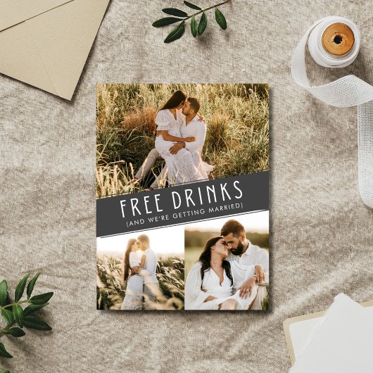 Open Bar Photo Affordable Wedding Save the Date  Aankondigingskaart