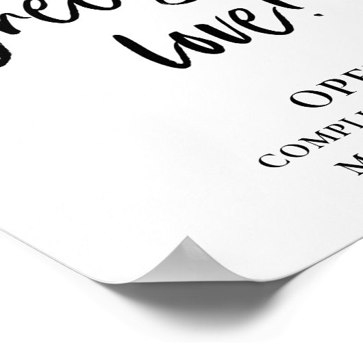 Open bar Proost op liefde Horizontale bruiloft tek Poster (Hoek)