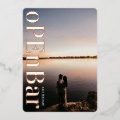 OPEN BAR ROOS GOLD DRUK OP Save the Date Folie Uitnodiging (Voorkant)