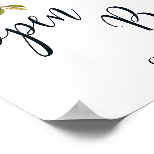 Open Bar Roze Bloemen bruiloft teken poster (Hoek)