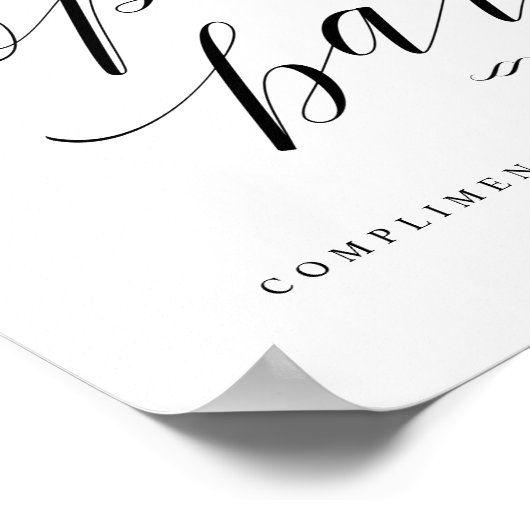 Open Bar Script Calligraphy Weddenschappen Recepti Poster (Hoek)