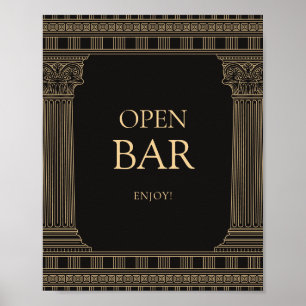 Open bar sign for Greek party with CUSTOM COLOURS Poster