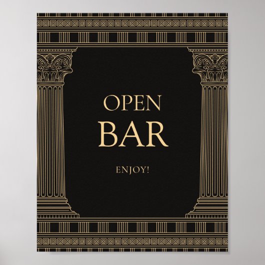 Open bar sign for Greek party with CUSTOM COLOURS Poster (Voorkant)