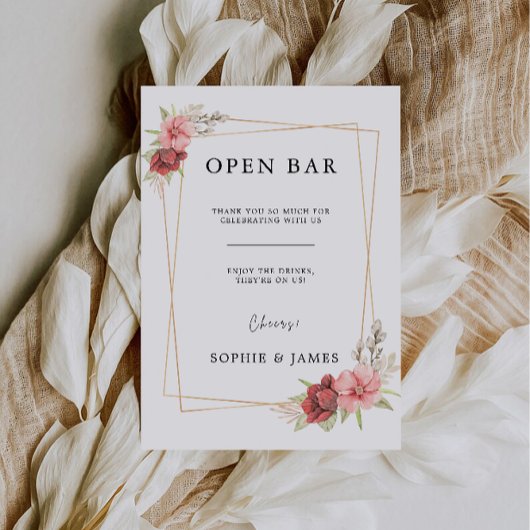 Open Bar Sign, Roos Funny Open Bar Sign, Kaart