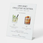 Open Bar Signature Cocktail Wedding Sign Reclamebord Met Voetstuk (Voorkant)