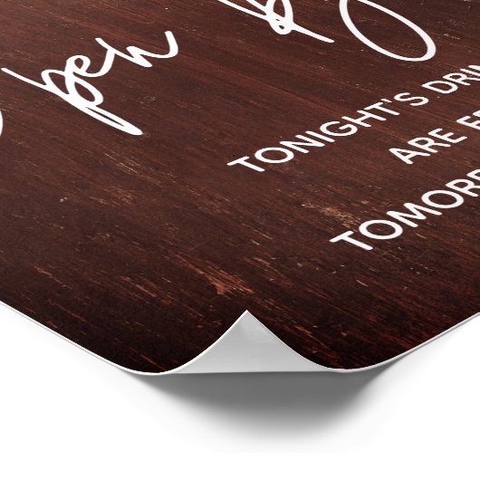 Open Bar String Lights Wood Burgundy Mason Jar Poster (Hoek)