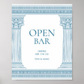 Open bar tafel bord voor feest in blauw poster (Voorkant)