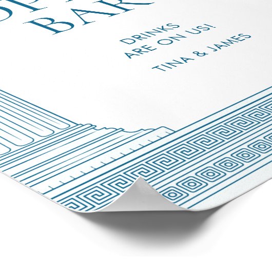 Open bar tafel partij teken in blauw poster (Hoek)