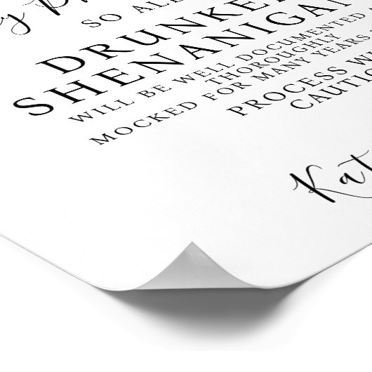 Open Bar trouwteken Poster (Hoek)