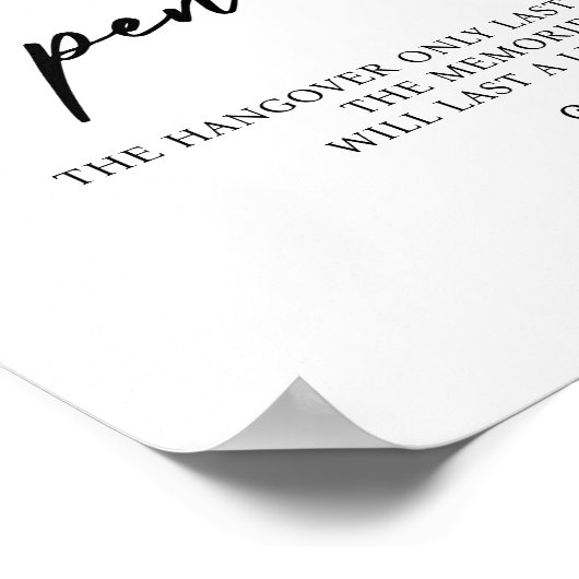 Open Bar Trouwteken Poster (Hoek)