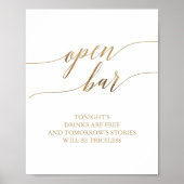 Open Bar voor legant Gold Calligrafie Poster (Voorkant)