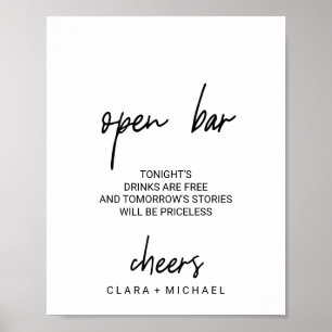 Open Bar voor witte kalligrafie Poster