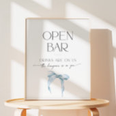 Open Bar Vrijgezellenfeest Iets Blauw Bow Stropdas Reclamebord Met Voetstuk