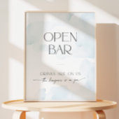 Open Bar Vrijgezellenfeest op Cloud Nine Blue Reclamebord Met Voetstuk