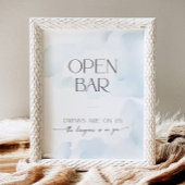 Open Bar Vrijgezellenfeest op Cloud Nine Blue Reclamebord Met Voetstuk