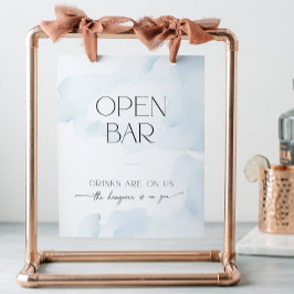 Open Bar Vrijgezellenfeest op Cloud Nine Blue Reclamebord Met Voetstuk