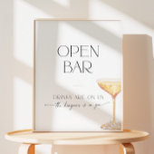 Open Bar Vrijgezellenfeest Parels en Prosecco Neut Reclamebord Met Voetstuk