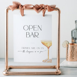 Open Bar Vrijgezellenfeest Parels en Prosecco Neut Reclamebord Met Voetstuk
