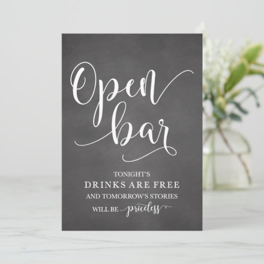 Open Bar Wedding Alcohol Sign (Staand voorkant)