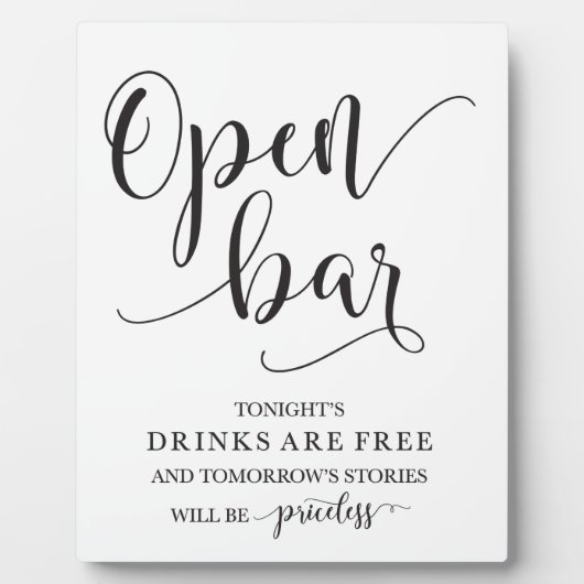 Open Bar Wedding Alcohol Sign Fotoplaat (Voorkant)