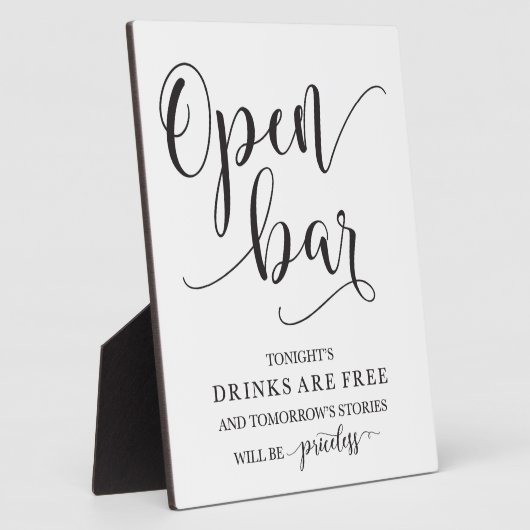 Open Bar Wedding Alcohol Sign Fotoplaat (Zijkant)