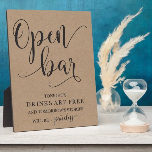 Open Bar Wedding Alcohol Sign Fotoplaat (Zijkant)