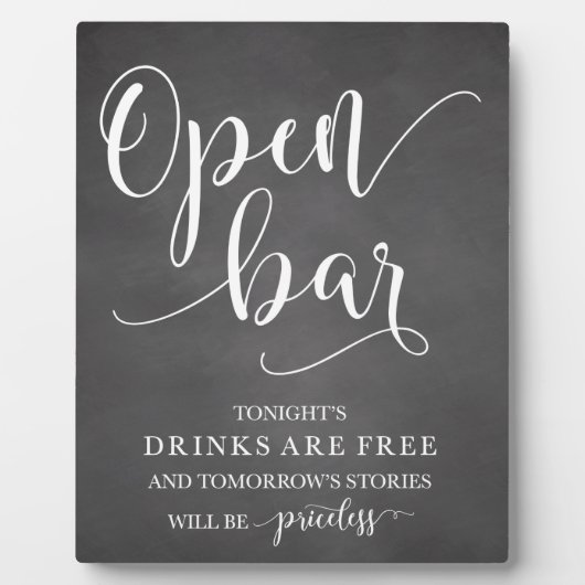 Open Bar Wedding Alcohol Sign Fotoplaat (Voorkant)