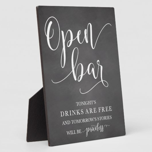 Open Bar Wedding Alcohol Sign Fotoplaat (Zijkant)